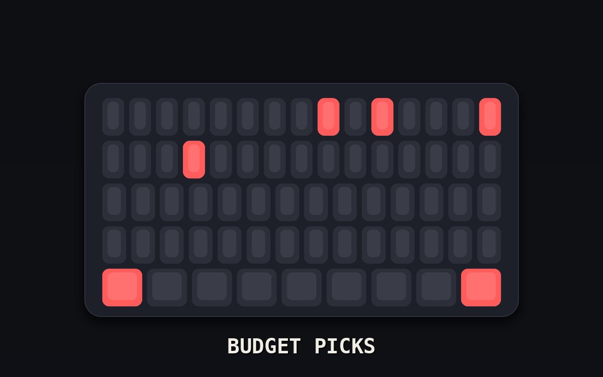 Budget mechanical keyboard illustration with red accents